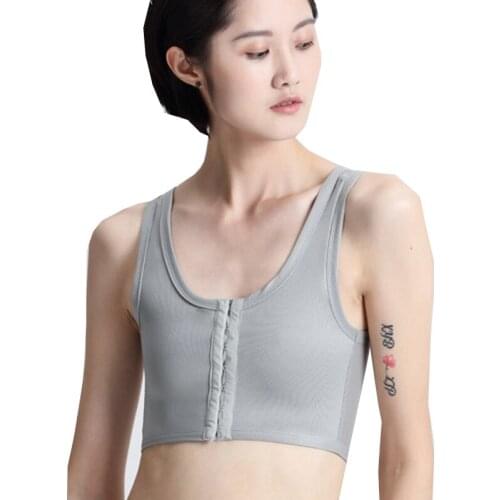HaleyChan Breathable Mesh Compression Front Hooks Plus Size Chest Binder Corset for Tomboy Trans Lesbian Wrap Top Bustier