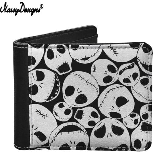 NOISYDESIGNS Hot Sales Mens PU Leather Wallet Nightmare Before Christmas Pattern Print Male Short Purse Card Holder Money Bags