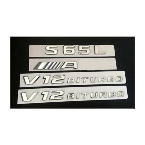Chrome S65L FOR AMG V12 BITURBO Trunk Fender Badges Emblems for Mercedes