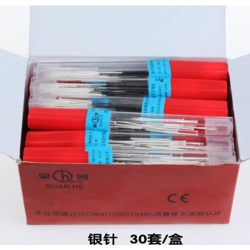 10 boxes 30pcs non-disposable silver surface acupuncture needle reuable needle 0.3*13/25/40/50/60/75mm SZ