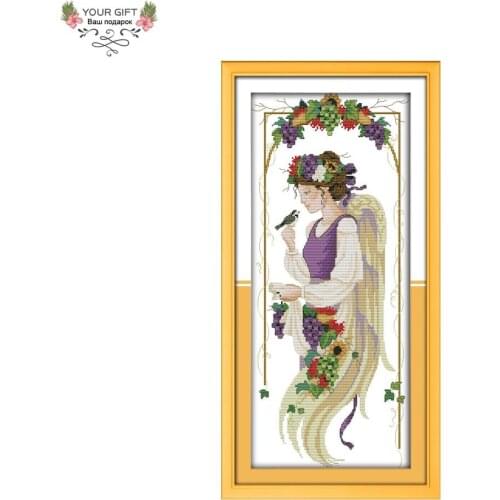 Joy Sunday R620 Free Shipping 14CT 11CT Counted and Stamped Home Decor Fruit Angel Needlework Embroidery Cross Stitch kits