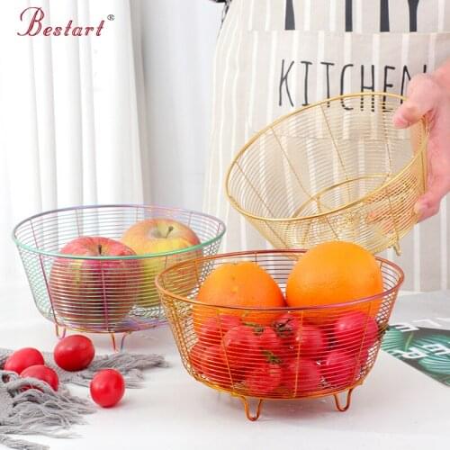 1PC Stainless Steel Fruit Storage Basket Container Bowl Drain Rack Fruit Vegetable Storage Holder Snack Tray Bowl Table Storage