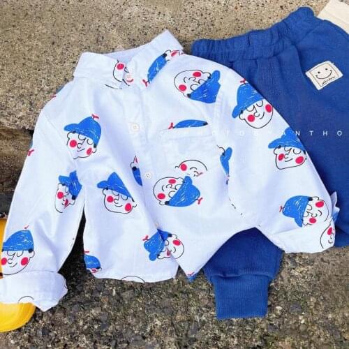 2021 Autumn New Children Clothing Boys Cartoon Print Jacket Kids Single Breasted Cardigan Girls Cotton Coat Fashion Baby Clothes
