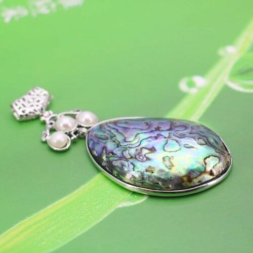 L004 New marine natural color shell white pearl abalone shell pendant,Necklace for female fashion wholesale DIY