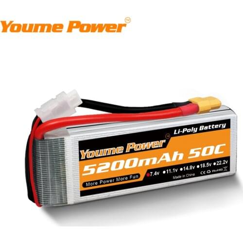 Youme 2S 7.4V Lipo Battery 3300mah 4000mah 4500mah 5200mah 6200mah 6500mah 60C XT60 EC3 T Deans XT30 RC Car Drone Airplane Parts