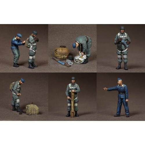 1/35 Scale Unpainted Resin Figure Paratrooper crew 7 figures GK figure