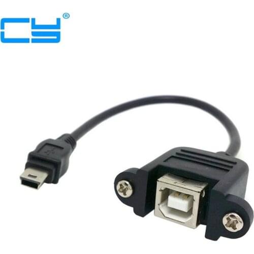 Mini USB 5pin Male to USB B Female panel mount type Cable 30cm 50cm with screws