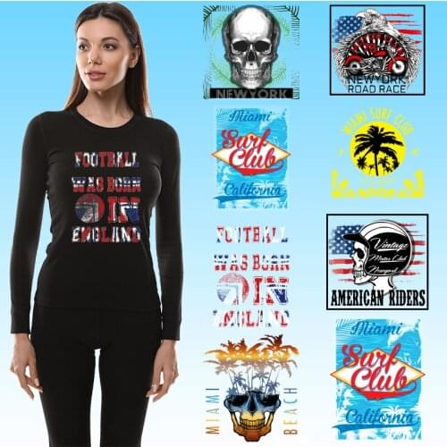 Skeleton fashion pictures Patches for clothing Heat Transfer printing Ironing stickers DIY Appliques Badges Garment Accessories