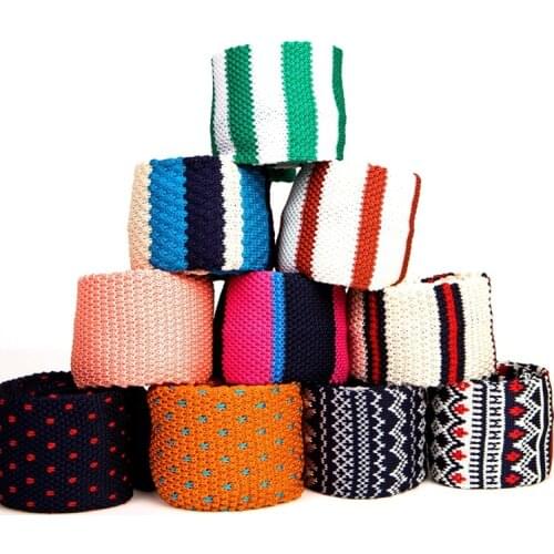 Fashion Mens Colourful Tie Knit Knitted Ties Necktie Solid Color Narrow Slim Skinny Woven Plain Cravate Narrow Neckties