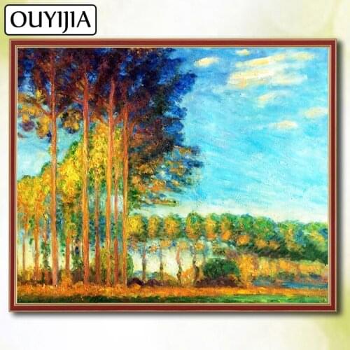 Monet 5D DIY Diamond Famous Painting Scenery Trees OUYIJIA Embroidery Painting For Sale Picture Of Rhinestones Diamond Mosaic