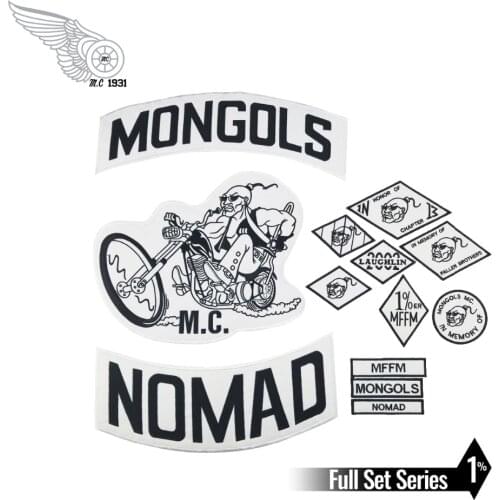Mongols MC Patches Biker Back Nomad Rocker Patch Free Rider Motorcycle Embroidered Jacket Vest Badge Back Size Iron On