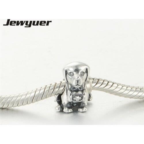 2015 New Fine jewelry dog charms 925 Sterling Silver jewelry animal charm Fit beads Bracelet necklace pendants DIY beads BE221