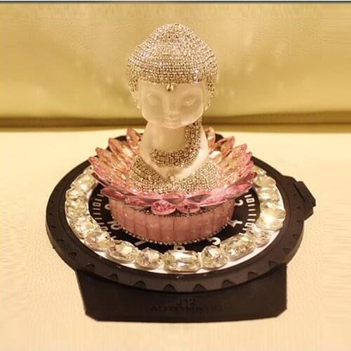 New Creative Luxury Diamante Car Perfume Holder Lady High Grade Ceramics Lotus Buddharupa Home Decorative Freshener Bottle