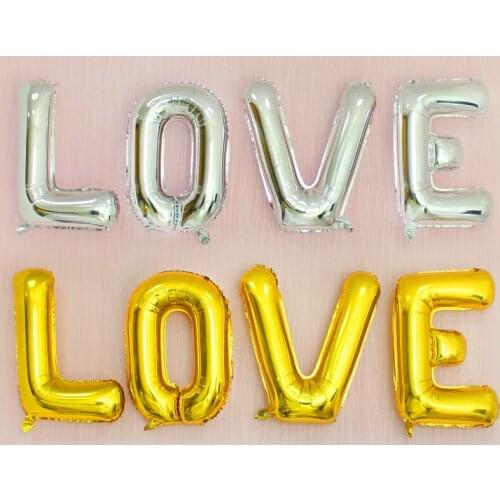Festive Supplies Event Ballons Aluminium Foil Golden letters Love Wedding Party Decoration Balloon 4pc/set