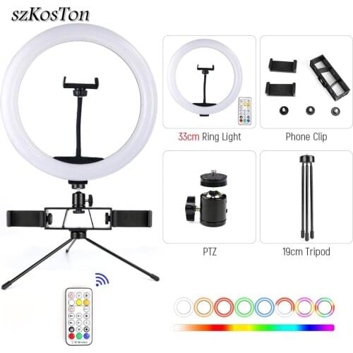 Professional LED Selfie Ring Light with Tripod RGB Ringlight Photography Lamp With Phone Holder Stand For YouTube Tiktok Video