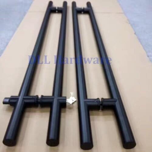 Factory direct high quality stainless steel 304 grade glass /steel/ wooden door black handle round tube 1500mm