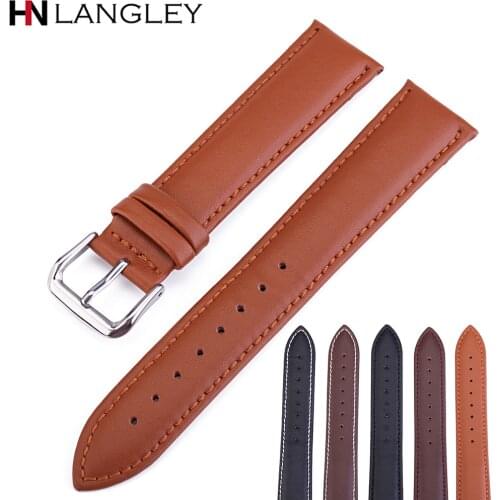 Smooth Genuine Leather Watch Bands Full Size Men Women Watch Replacement Bands Straps 12/14/16/18/20/22/24 mm Width Watchband