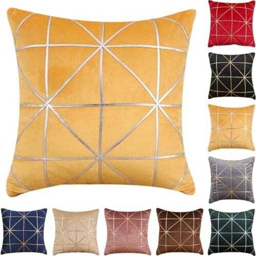 Luxury Geometric Silver Line Velvet Cushion Cover 45x45cm 18x18inch Soft Decorative Throw Pillow Cover Sofa Pillow Cases