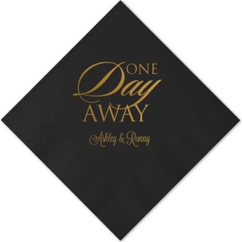 50 Personalized Rehearsal Napkins Custom Printed One Day Away Beverage Cocktail Luncheon Dinner Guest Towel Napkins Imprinted