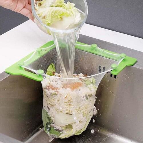 Triangle Drainage Rack 100pcs Disposable Garbage Bag Mesh Trash Kitchen Sink Bag Strainer Hole Waste Garbage Drainer With Frame