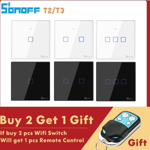 SONOFF Wifi Smart Touch Light Switch T2 T3 EU T1 UK Ewelink App / 433 RF / Voice Control Light Switch Support Alexa Google Home