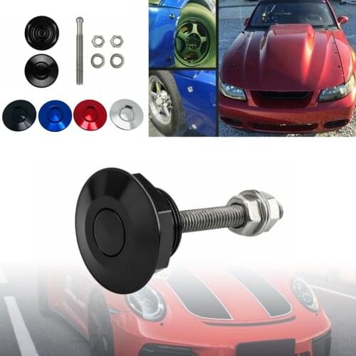 Universal 32mm/1.25" Push Button Billet Hood Pins Lock Clip Kit Engine Bonnets Lock Aluminum Car Quick Latch