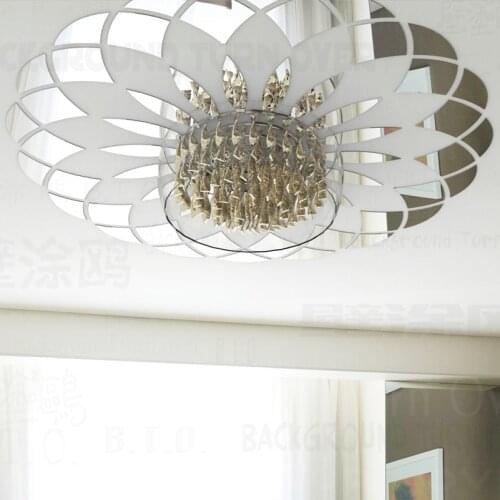 Mirror Stickers Sticker Room Decoration Long Full Body Wall Ceiling Chandelier Light Lamp Flower Petals Ring Round R043