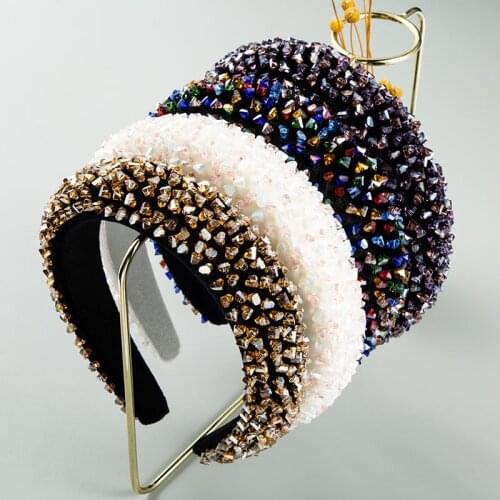 Hot Selling New Rhinestone Bling Padded Headbands Plain Color Crystal Geometric Diamond Headband for Women 2020 Hair Accessories