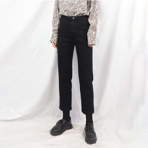 Woman Jeans Pants High Waist Black Straight Autumn Loose Elastic Pants Pants Pantalones Vaqueros Mujer