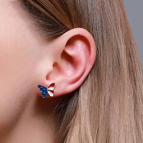 American Flag Gold Color Insect Dragonfly Ear Rings Earrings For Women Butterfly Star Stud Earrings Brincos Oorbellen Jewelry