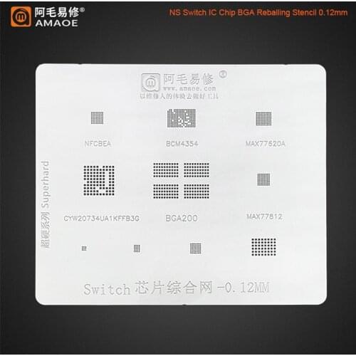 Amaoe BGA200/BCM4354/MAX77620A/NFCBEA Tin Template For Nintend Switch Steel Mesh BGA Reballing Stencil