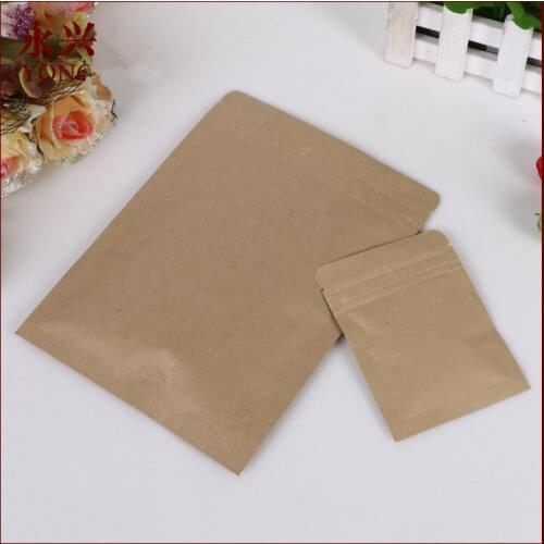 1000pcs 20x30cm Flat Brown Kraft Paper Bag No Window Not Stand Up Zipper/zip Lock Jewelry Packaging Paper Bags For Gift/tea Bags