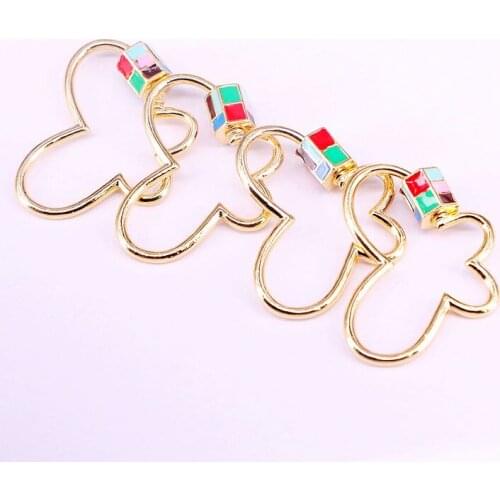 5PCS, Heart/Hamsa Hand/Cross/Butterfly Shaped Metal Clasp Lock Carabiner Enamel Lock Jewelry Findings
