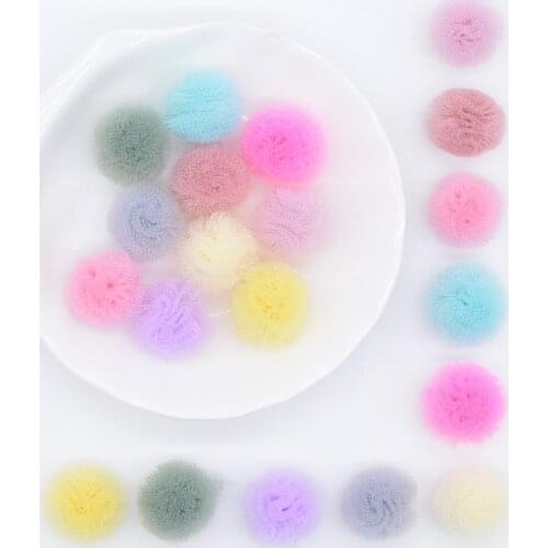 50Pcs/lot 15mm Multicolor Elastic Mesh Chiffon Ball for Handmade Children Headwear Accessories DIY Baby Clothes Hat Decor C25