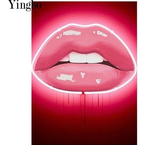 5D DIY Diamond Painting Sexy lips Pink Full Square Drill Rhinestone Diamond Embroidery Mosaic Kits Home Decor Nordic Style