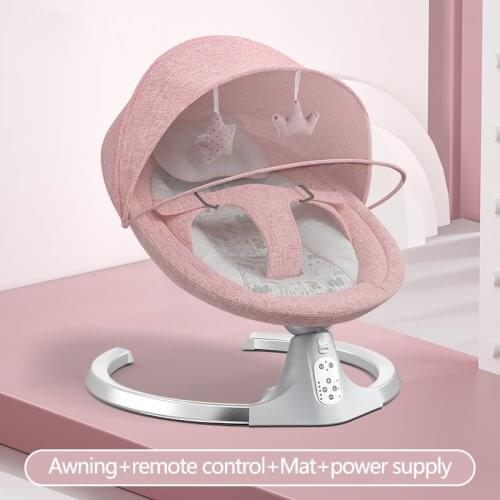 Automatic Newborn Baby Rocking Chair Auto Rocker Swing Awning Mosquito Net Leaf Smart Remote Rocker Cradle Bed 0-36 month