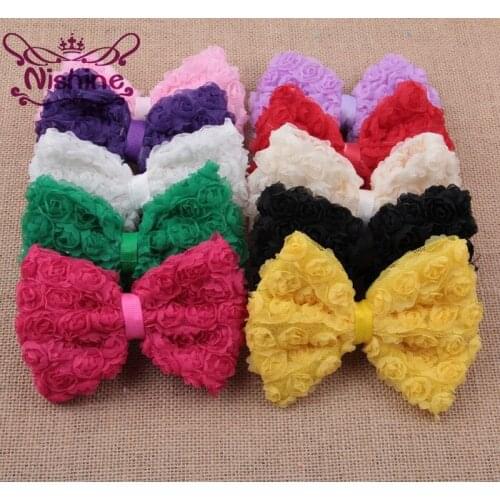 Nishine 4.8" 20pcs Handmade Big Soft Lace Hair Bows Artificial Rose Hair Bows Girls Women Winter DIY Headwear Hair Accessories