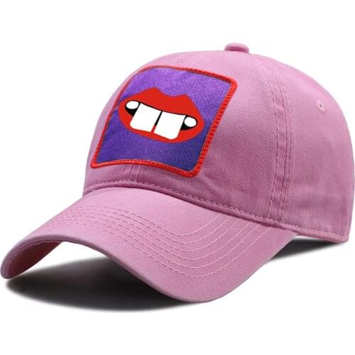 Hip Hop Big Mouth Print Riding Sun Hat Outdoor Summer Baseball Caps Breathable Cotton Snapback Hat Unisex Sunscreen Baseball Cap