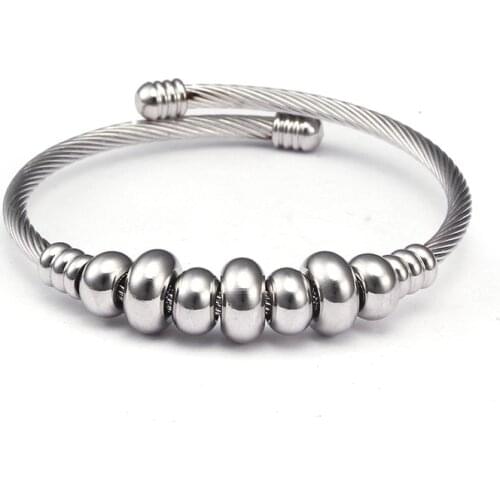 Classic Design Stainless Steel Charm Bracelets Men Women Fashion Jewelry High Quality Silver Open Strand Beads Bracelets
