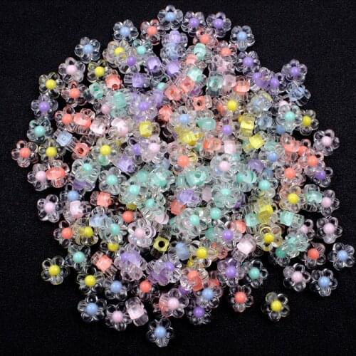 12mm 20-120Pcs Acrylic Beads Flower Shape Straight Holes Loose Beads Edge Transparent Spaced for Diy Jewelry Making Accessories