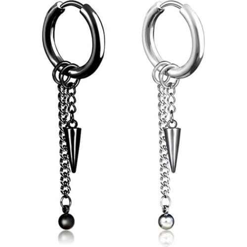 Hot 1PC Titanium Stee Ear Clip Steel Punk Men Earrings Black/White Pendant Patterns For Choose Simple Male Ear Buckle