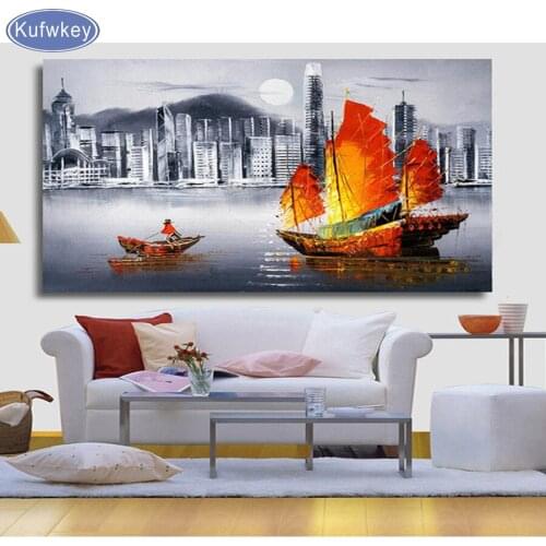 DIY The boat city Scenic 5D diamond painting cross stitch home decor diamond mosaic full square 3d diamond embroidery needlework