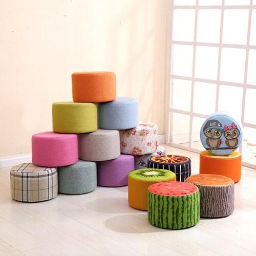 Household Wooden Low Stool Multifunction Change Shoe Bench Living Room Footrest Seat Cloth Creative Sofa Stool Small Kids Stool