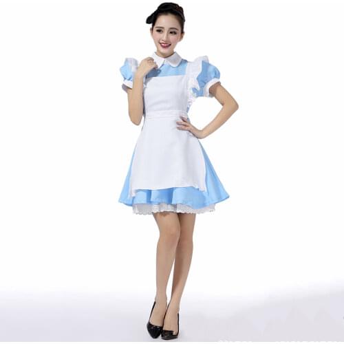 Halloween Maid Costumes Womens Adult Alice in Wonderland Costume Suit Maids Lolita Fancy Dress Cosplay Costume for Women Girl