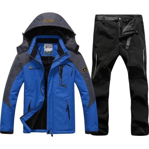 Ski Jacket for Men Waterproof Fleece Snow Skiing suit Winter Thermal Warm Coat Outdoor Mountain Climbing Snowboard Jacket Pants
