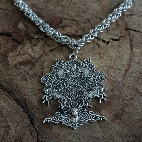 Viking men necklace celt deer celt horse tree of Life pendant Norway Valknut pagan amulet pendant