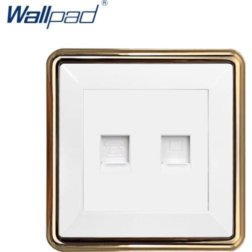 2019 Wallpad TEL+DATA Socket Wall Electrical Power Socket Outlet Gold Panel