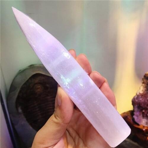 Natural White Selenite Wand Crystal Stone Massage Tool Fraueneis Mineral Specimen Polished Stick As Gifts