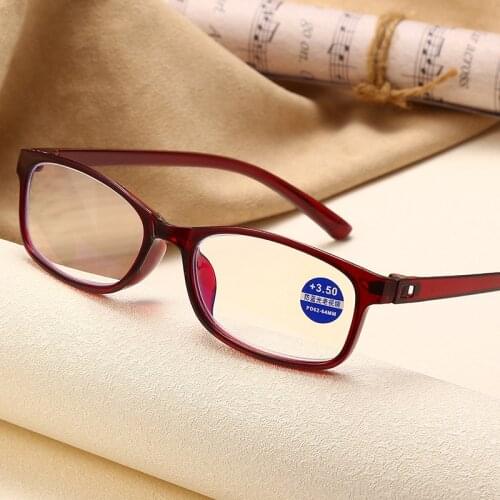 Square Plastic Anti-Blue Light Women Reading Glasses Men Computer Hyperopia Presbyopia Eyeglasses +1.0+1.5+2.0+2.5+3.0+3.5+4.0