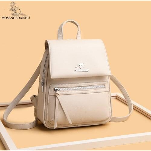 Soild Color Designer Womens Backpack High Quality PU Leather Ladies Anti-theft Backpack Luxury Designer Women Travel Bags Sac